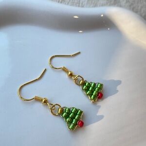 Handmade Christmas Tree Earrings, Holiday Earrings, Christmas Gift